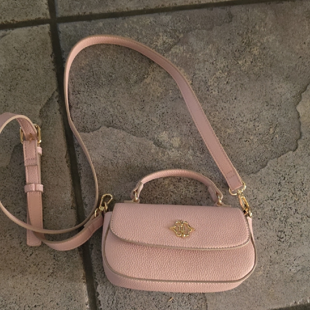 Classic Pink Leather Crossbody Bag with Top Handle
